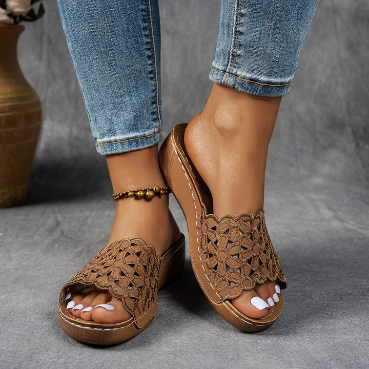 Schicke Damen Slip-On Sandalen mit bequemem Blockabsatz, modische offene Zehen Schuhe für Frühling & Sommer.