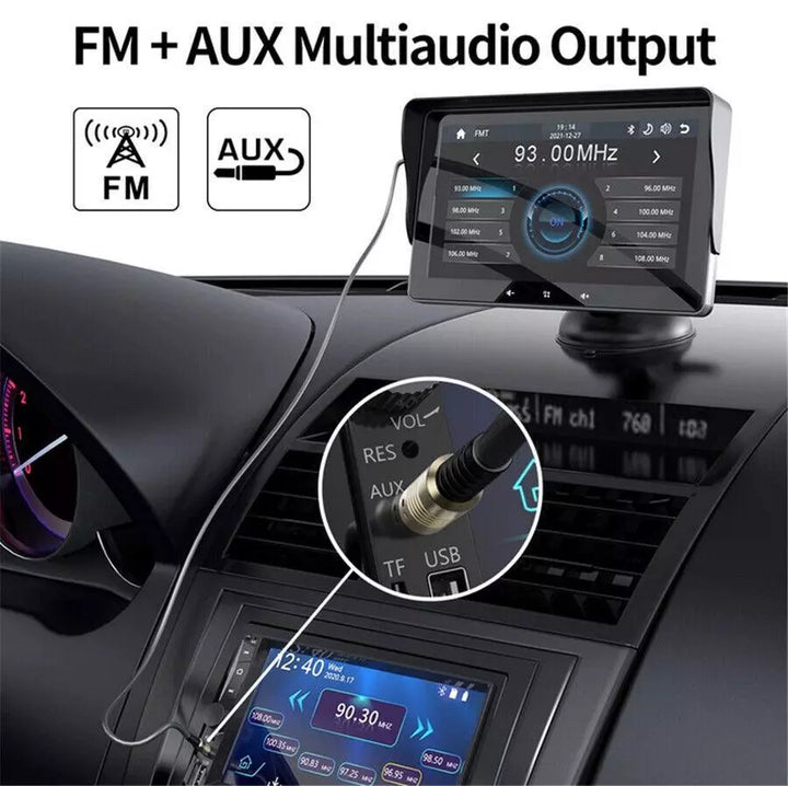"CarPlay Display im Auto integriert, zeigt Smartphone-Apps drahtlos, verbessert Sicherheit mit Rückfahrkamera-Integration."