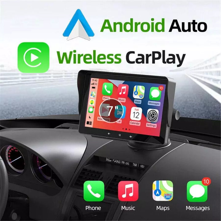 "CarPlay Display im Auto integriert, zeigt Smartphone-Apps drahtlos, verbessert Sicherheit mit Rückfahrkamera-Integration."