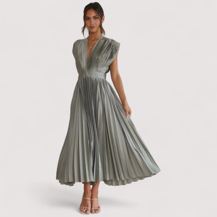 Damen Plisseekleid Stofftextur