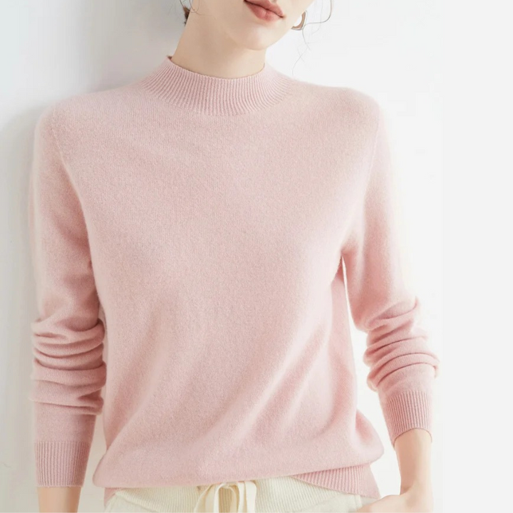 Warmer Damen Langarm-Rollkragenpullover aus weichem Strick, ideal für kühle Herbst- und Wintertage.
