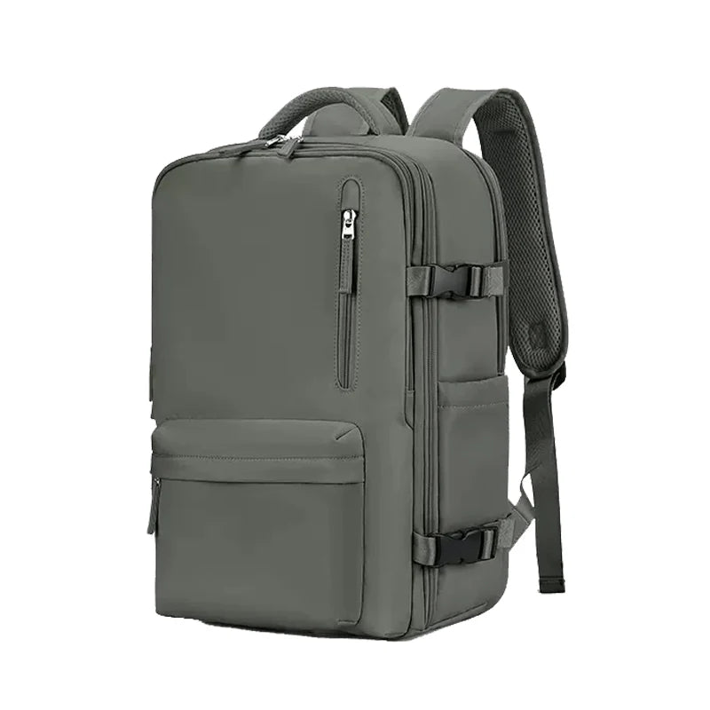 "Cremfarbener geräumiger Reiserucksack, Frauen Accessoire, Vorderansicht, vielseitig mit robustem Design, ideal für Reisen"