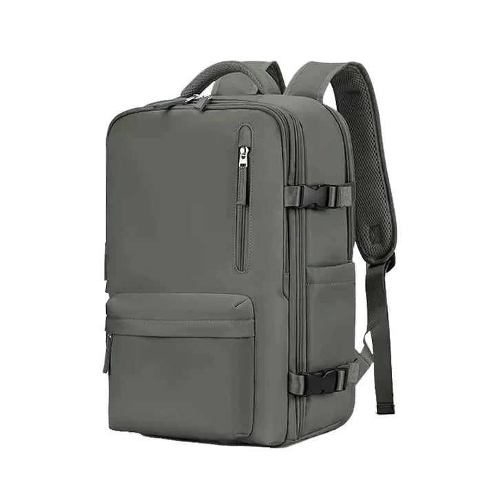 "Cremfarbener geräumiger Reiserucksack, Frauen Accessoire, Vorderansicht, vielseitig mit robustem Design, ideal für Reisen"