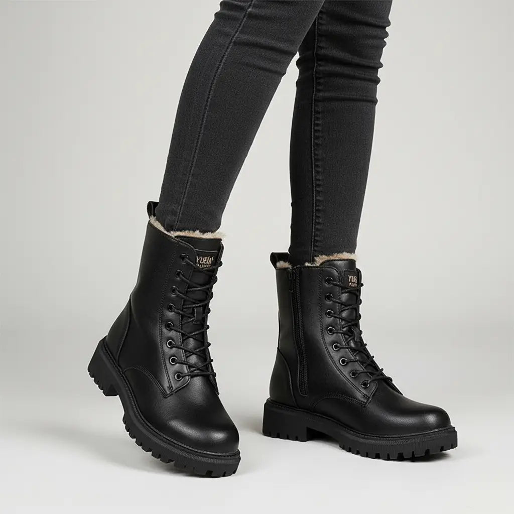 Schwarz - Anke | Stylische Schwarze Winterstiefel Damen