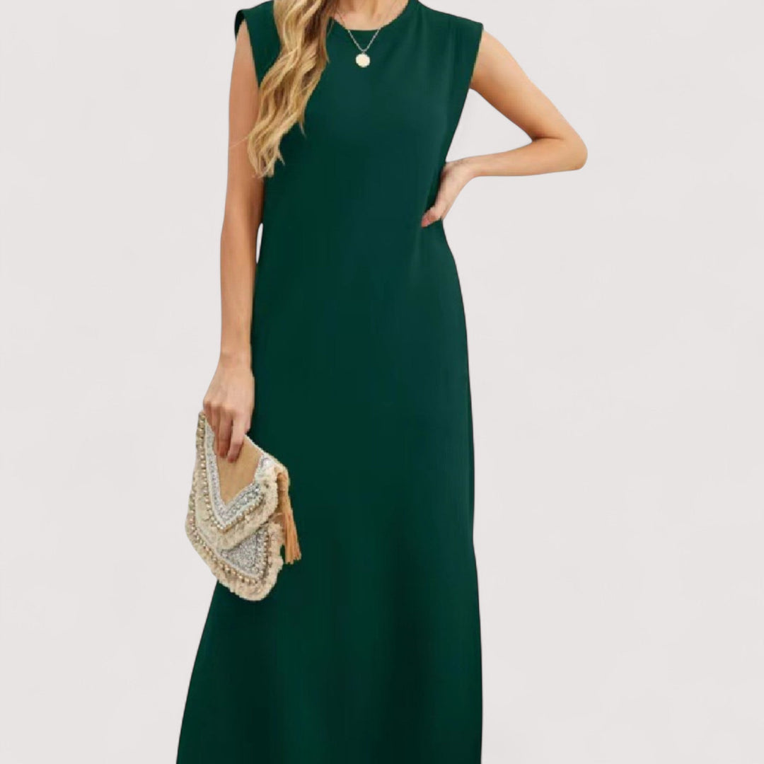 Ärmelloses Damen Maxikleid in A-Linie, langes Sommerkleid für Freizeit