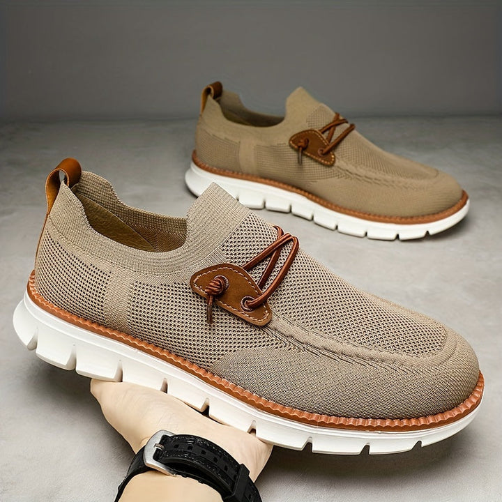 Bequeme Freizeitschuhe für Herren in Khaki, Obermaterial