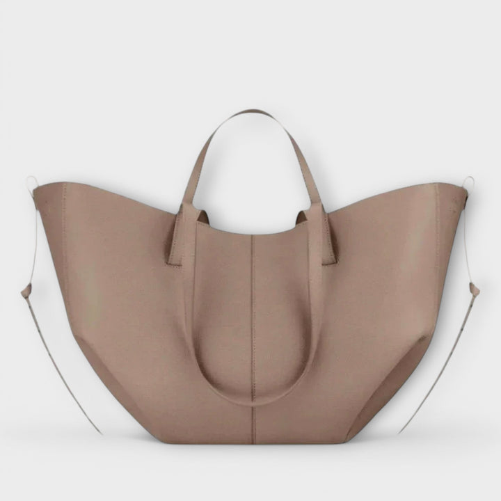 Damen Alltagstasche, geräumig, stilvoll & praktisch in Taupe. Vielseitig als Schultertasche.