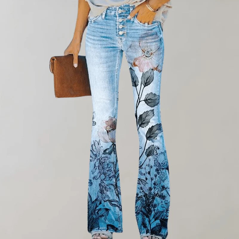 Elegante Damen Ausgestellte Hose mit stilvollem Knopf-Detail für komfortablen Freizeitlook.