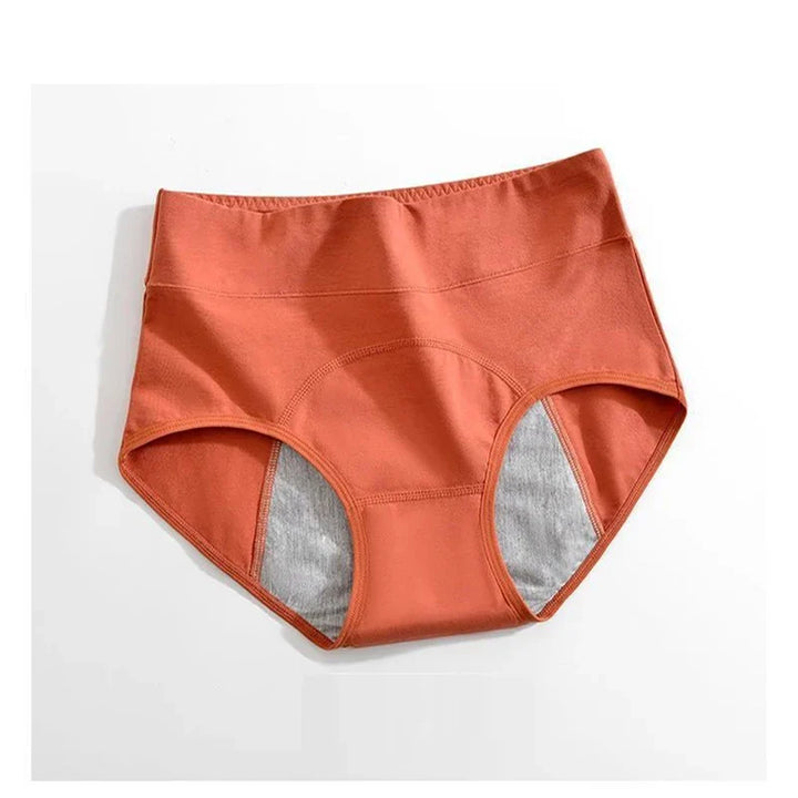Hygienisches Damen-Menstruationshöschen aus Baumwolle mit hoher Taille. Bietet auslaufsicheren Schutz.