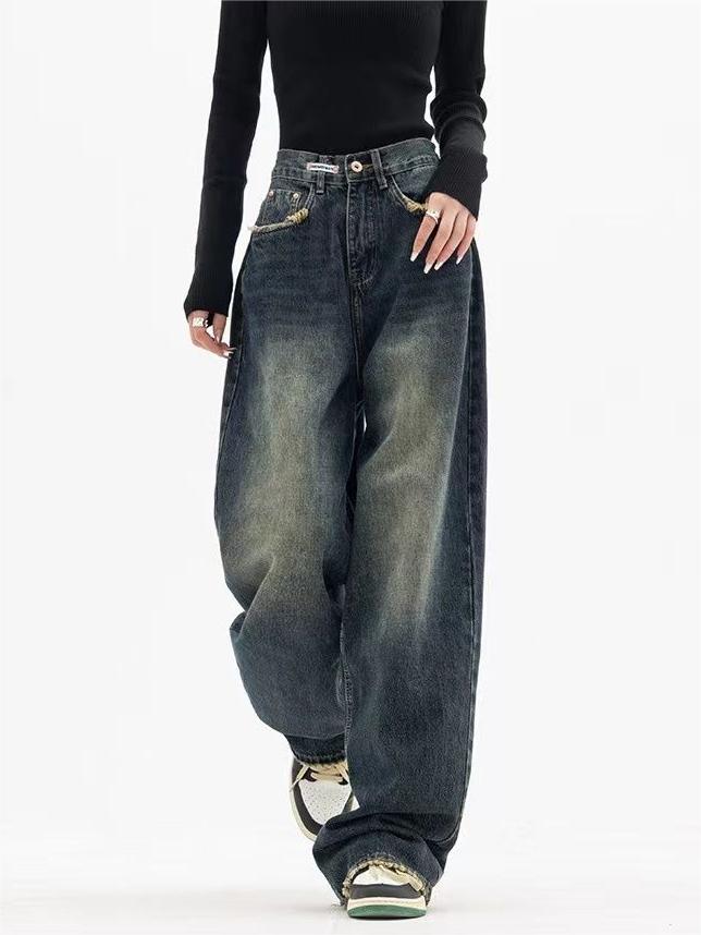 Loose Fit Damen Jeans im 90er Jahre Design, perfekt für Y2K Casual Looks.