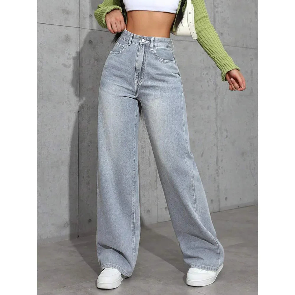 Stylische Damen Baggy-Jeans: High-Waist, weiter Schnitt und Loose-Fit für einen modernen, bequemen Look.
