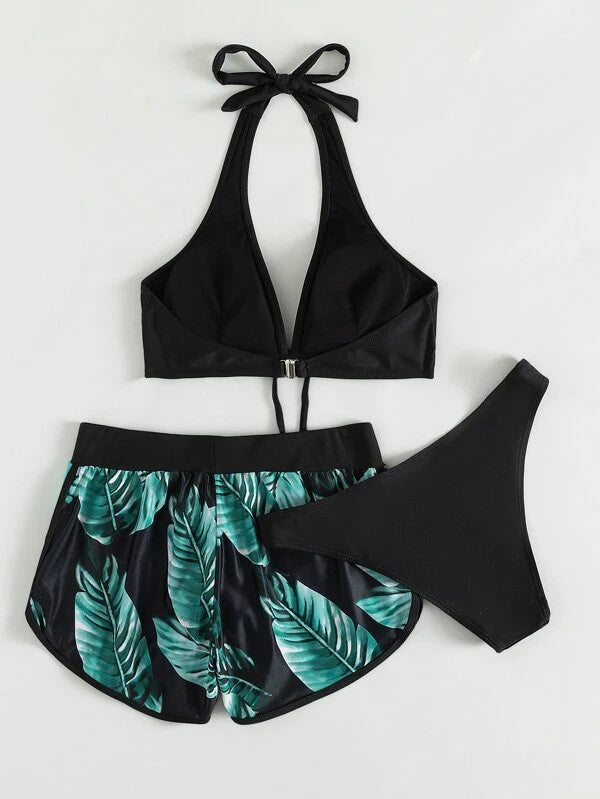 Rückenansicht eines schnelltrocknenden Damen Bikini-Sets, bequem und stilvoll für Strand & Pool.
