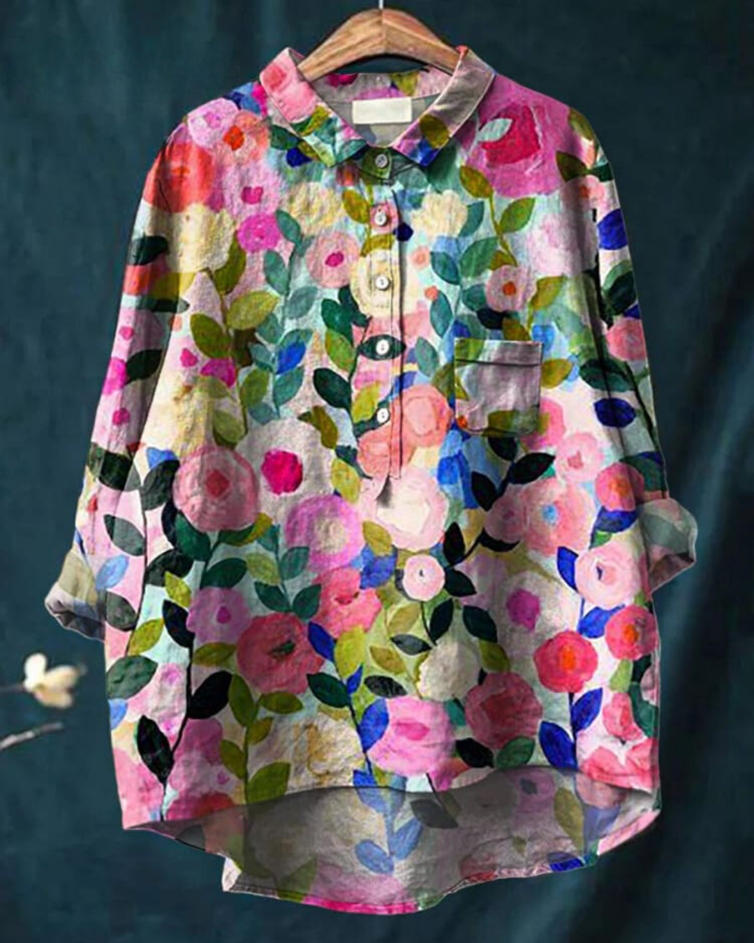 Elegante Blumenmuster Damenbluse, stilvoll und bequem, passend für Sommer- und Frühlingsmode.