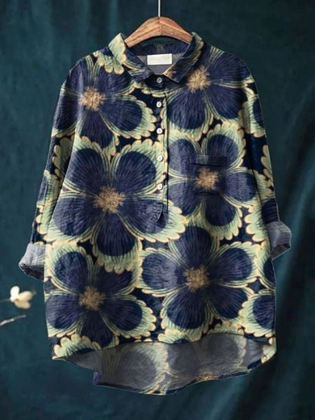 Lässige Damenbluse mit Blumenprint, perfekt für einen entspannten oder formellen Auftritt.