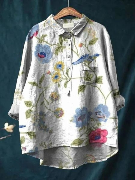 Elegante Damenbluse mit Blumenprint, vielseitig kombinierbar, passt zu jedem Stil und Wetter.