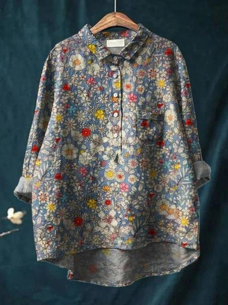 Lässige Damenbluse mit floralem Design, lockerer Schnitt für maximalen Komfort den ganzen Tag.
