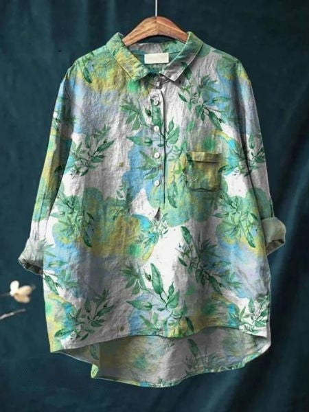 Bequeme Damenbluse im Blumenmuster-Design, lockerer Schnitt für lässige und elegante Looks.