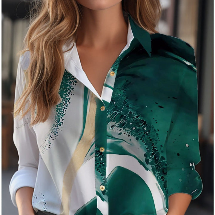 Stilvolle Damen Bluse mit Blumen-Print, Langarm, locker fallend, vielseitig für Alltag & Büro.