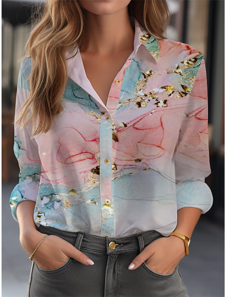 Sommerliche Damen Bluse, Langarm, locker geschnitten, mit zartem Blumenmuster, elegant & bequem.