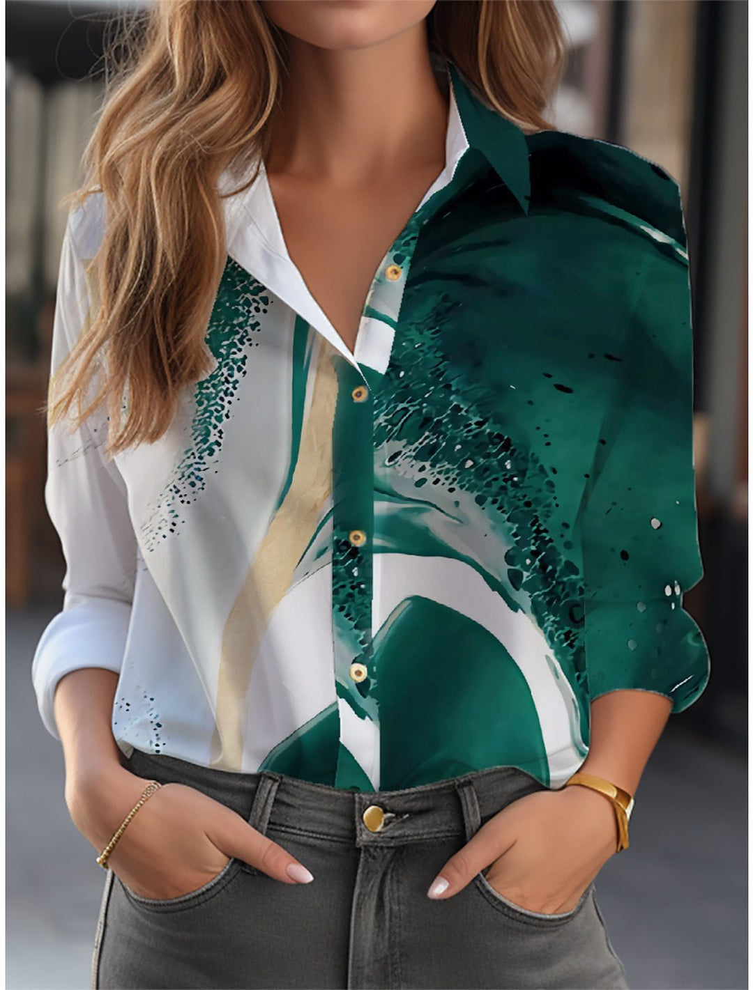 Damen Langarmbluse, lockerer Schnitt, mit ansprechendem Blumenprint, ideal für Frühling & Sommer-Outfits.