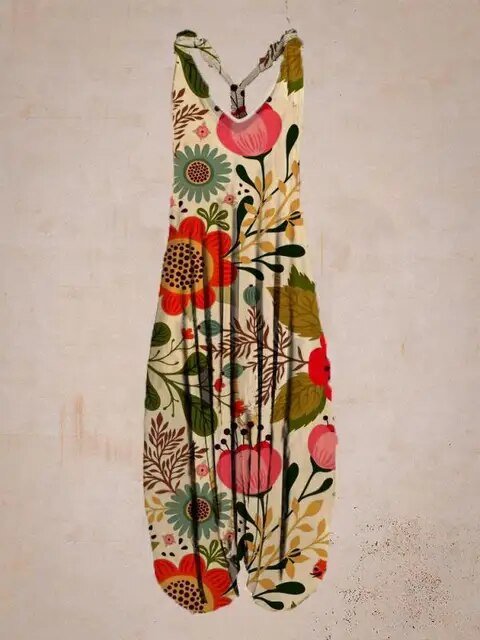 Vielseitiger Damen Maxi Jumpsuit, lockere Passform, verstellbare Träger. Perfekt als Freizeit-, Strand- oder Urlaubskleidung.