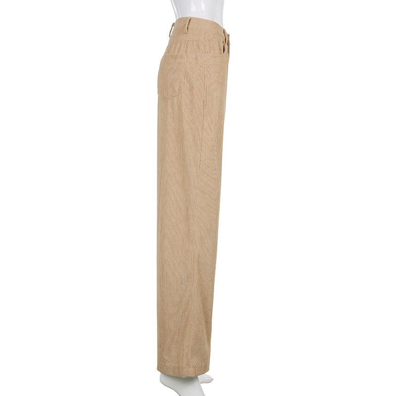 Stylische Damen Cordhose: Trendiges weites Bein und hoher Bund, vielseitig kombinierbar für Herbst/Winter.