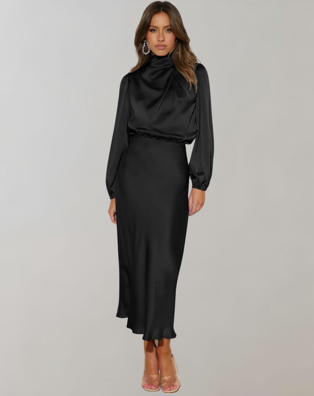 Luxuriöses Damen-Abendkleid mit Langarm, ein festliches Partykleid für unvergessliche Momente.