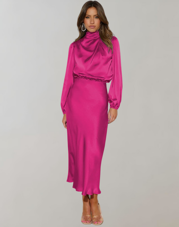 Damenkleid für besondere Anlässe, elegantes Langarm-Design, ein vielseitiges Ball- oder Partykleid.