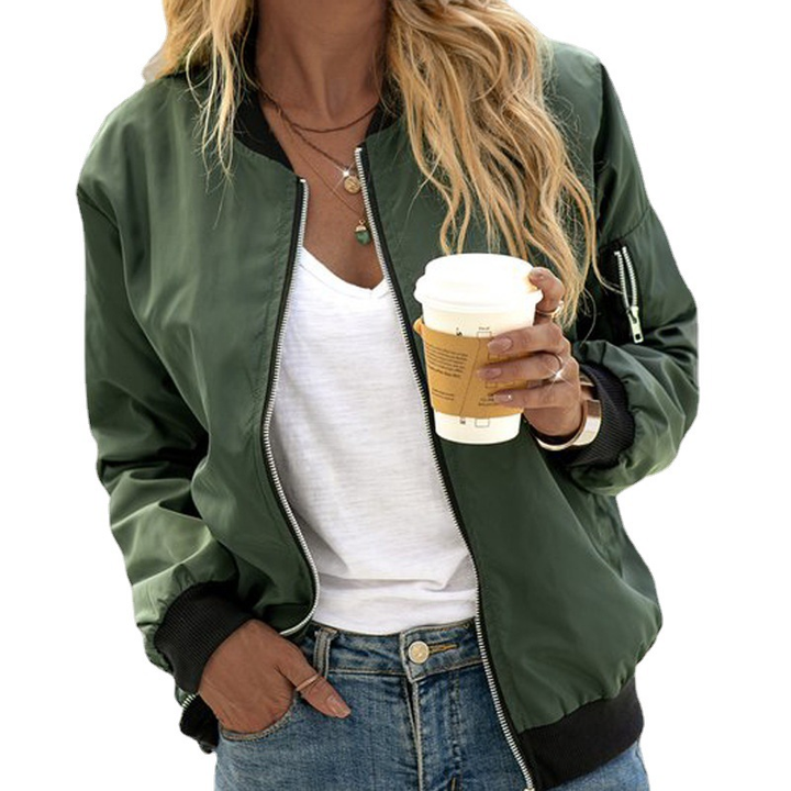 Fashion Damen Bomberjacke, stilvoll und figurbetont, mit Reißverschluss. Ideale Freizeitjacke und elegante Übergangsjacke.