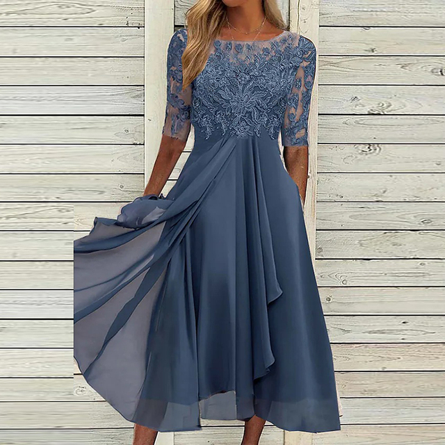 Elegantes Damen Midikleid ärmellos in A-Linie, verfügbar in Dunkelblau, Lila, Beige & Grün für Herbst.