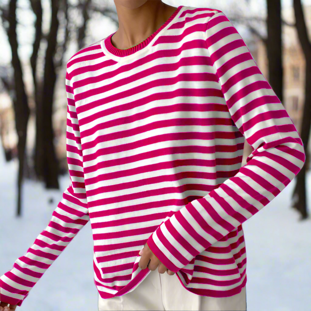 Marie Damen Langarmshirt gestreift. Hochwertiges Frühlings-Oberteil für Frauen, vielseitig kombinierbar.
