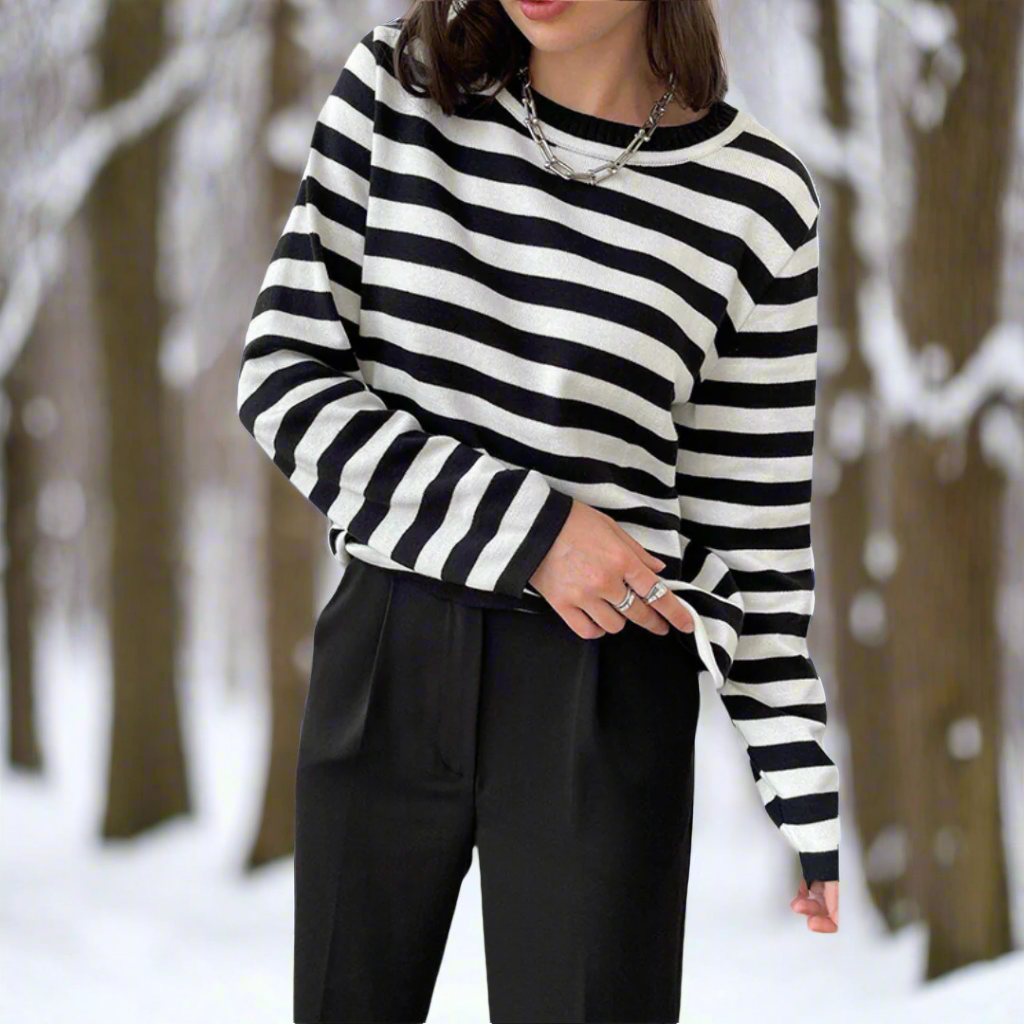 Schickes Damen Langarmshirt mit Streifen. Dein neues Lieblings-Oberteil für Frühling, Sommer und Freizeit.