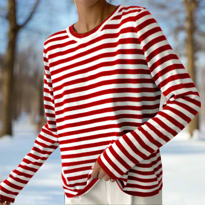 Modisches Damen Oberteil gestreift, Langarm. Ideal als leichtes Frühlingsshirt oder Sommer-Freizeit-Top.