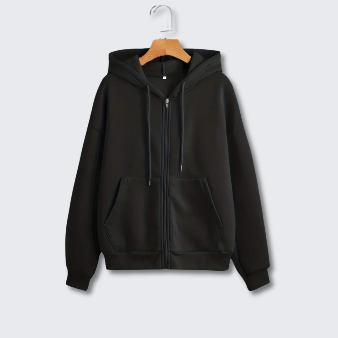 Moderner Damen Reißverschluss-Hoodie mit feiner Verarbeitung. Hochwertiger Kapuzenpullover.