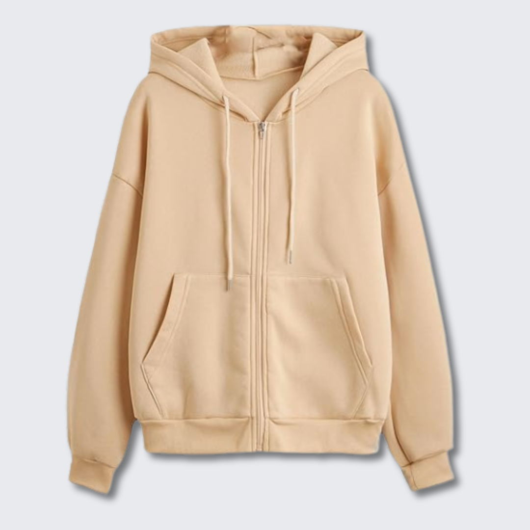 Damen Freizeit-Hoodie mit Reißverschluss, perfekt für den Übergang zwischen den Jahreszeiten.