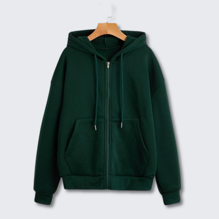 Bequemer Damen Kapuzenpullover mit Reißverschluss, für maximale Bewegungsfreiheit.
