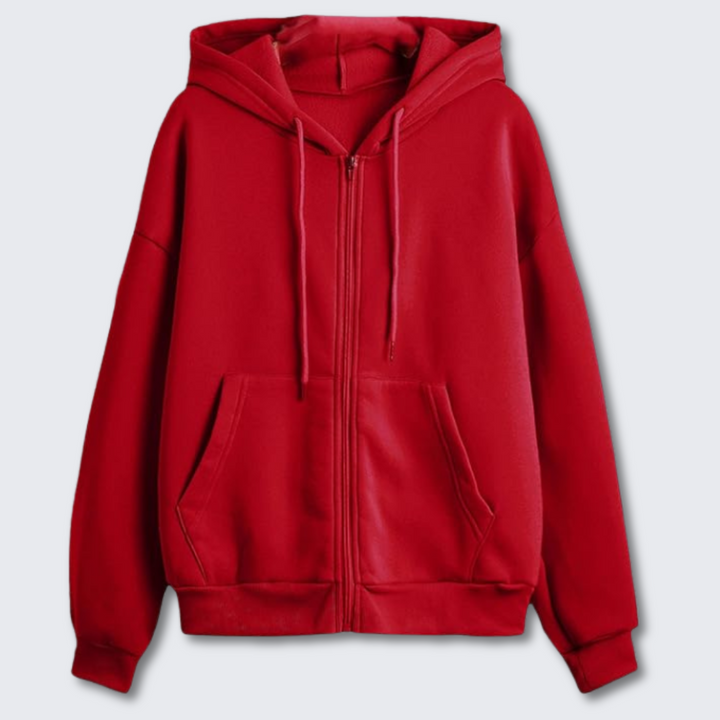 Damen Freizeit-Hoodie mit Reißverschluss & praktischen Ärmelbündchen. Komfort & Halt.