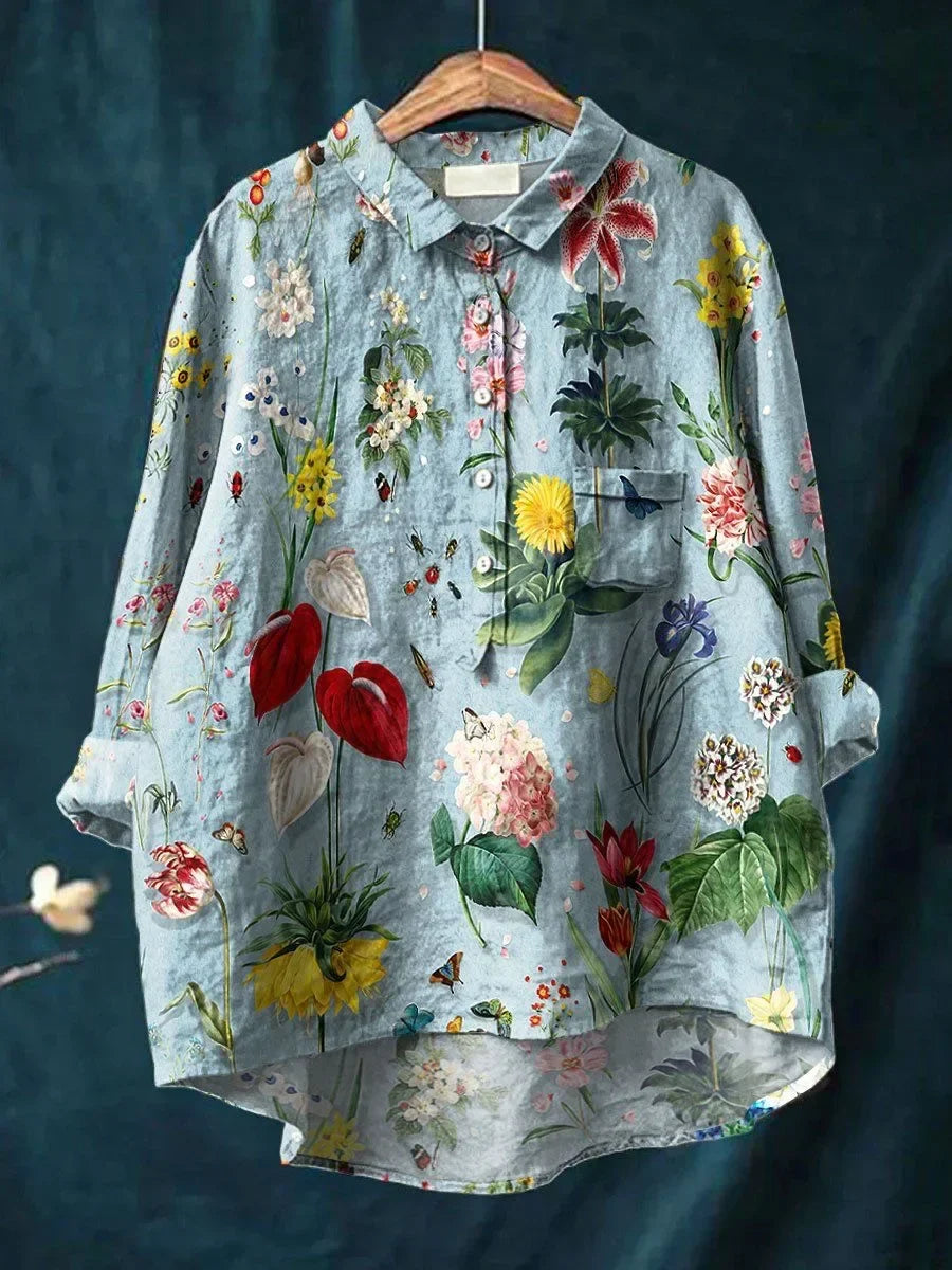 Damen Freizeitshirt mit stilvollem Blumenprint, locker & bequem. Modernes Casual Oberteil für Frühling & Sommer.