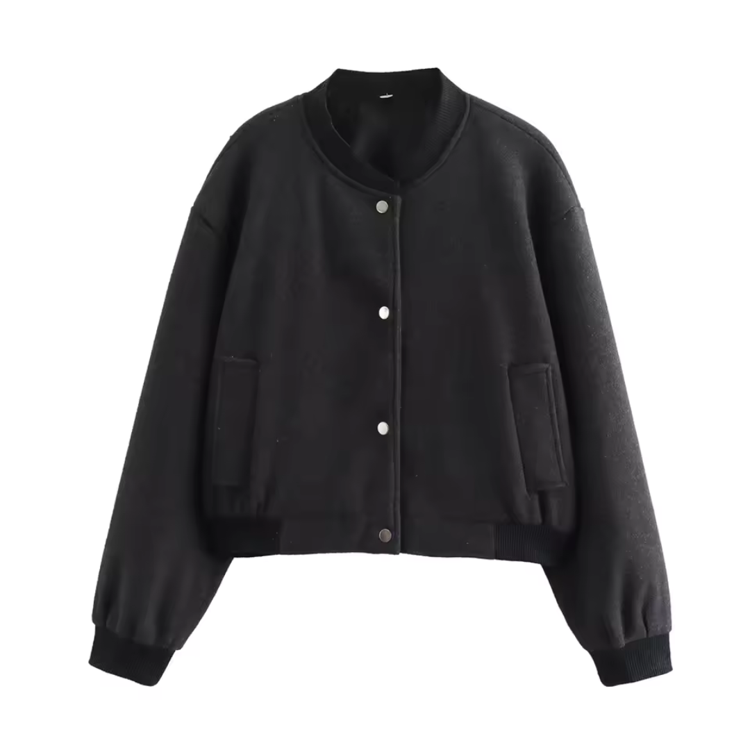 Modische Damen Kurzjacke mit Knopfleiste für Freizeit. Bequeme, lockere Übergangsjacke für Casual-Looks.