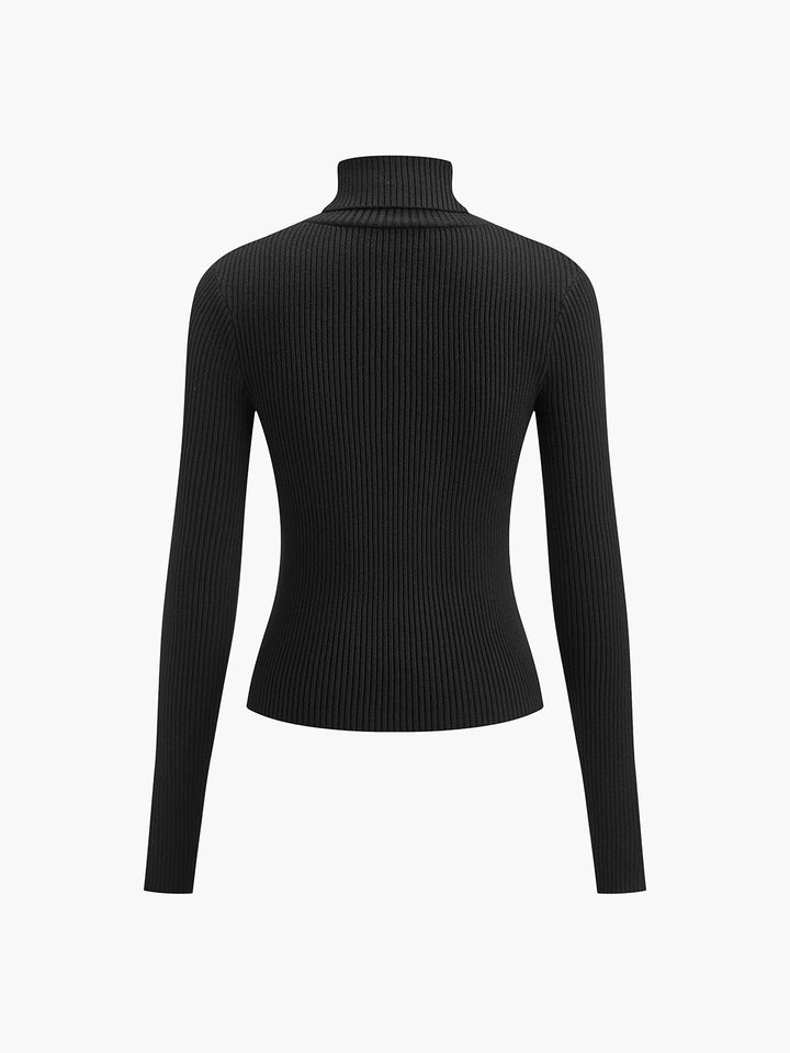 Hochgeschlossener Damen Rollkragenpullover, gerippt. Eleganter Strickpullover für moderne Frauen & stilvolle Alltagsmode.