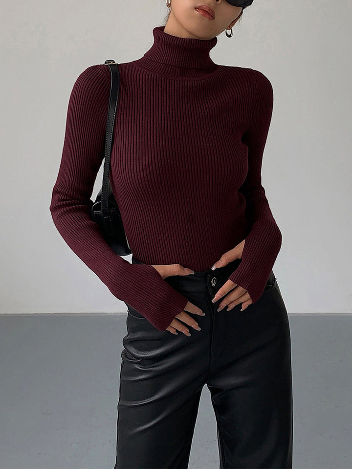 Stilvoller Damen Rollkragenpullover, gerippt. Moderner Strickpullover für Frühling, Freizeit & elegante Alltagsmode.