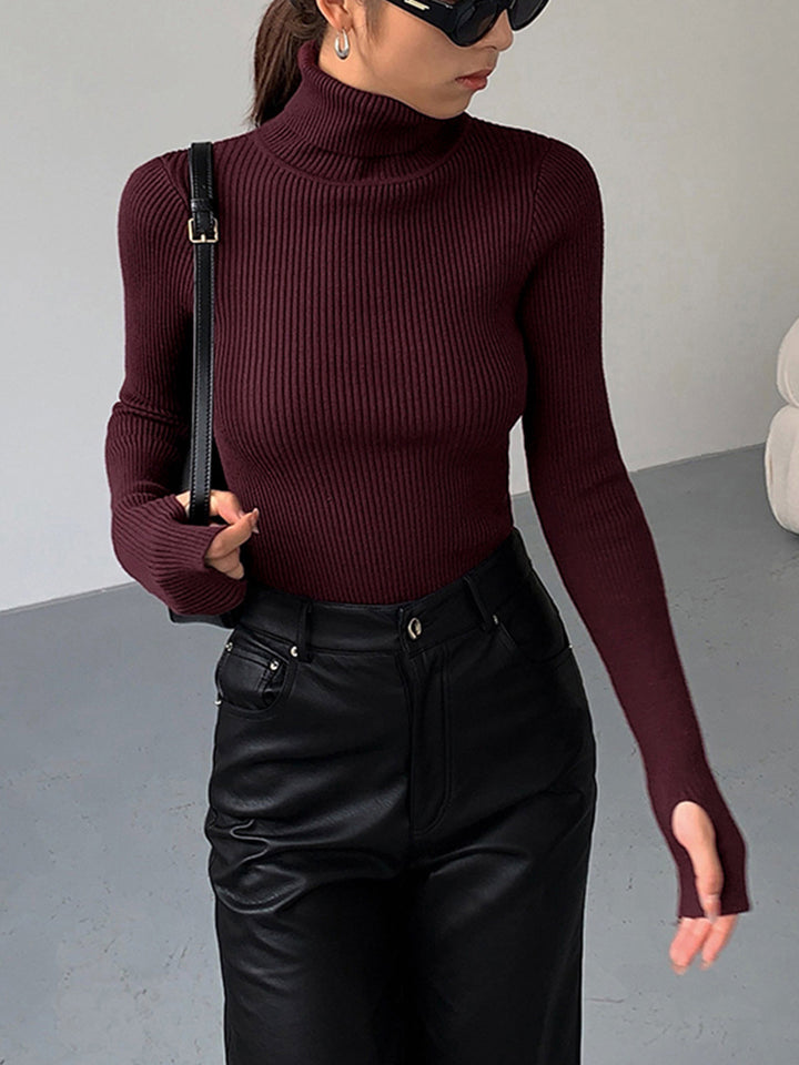 Bequemer Damen Rollkragenpullover, gerippt. Komfortabler Langarmpullover, ideal für entspannte Frühlingstage & Alltagsmode.