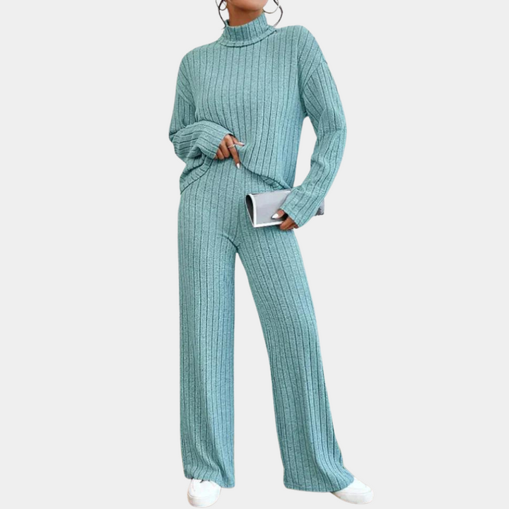 Hochwertiges Damen Freizeitkleidung Set aus geripptem Strick, angenehm auf der Haut und modisch.