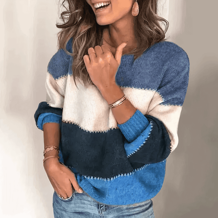 Gestreifter Damen Pullover, Langarm, für einen schicken und bequemen Look. Idealer Streifenpullover für den Alltag.