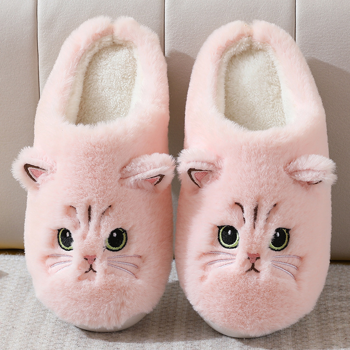 Kuschelige Damen Pantoffeln mit süßem Katzenmotiv, ideal für gemütliche Winterabende und entspannte Stunden.