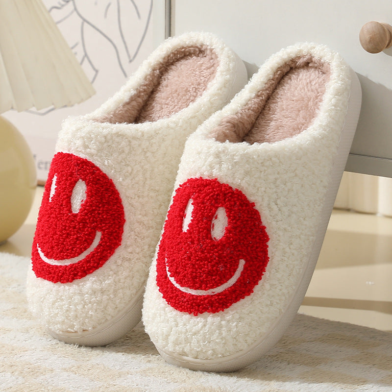 Trendige Damen Smiley-Hausschuhe, flauschig & warm; ideal als Geschenkidee für Hausmode.