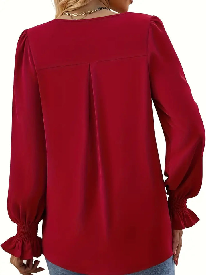 Modische Damen Herbstbluse mit langen Ärmeln, elegant und komfortabel für kühle Tage.