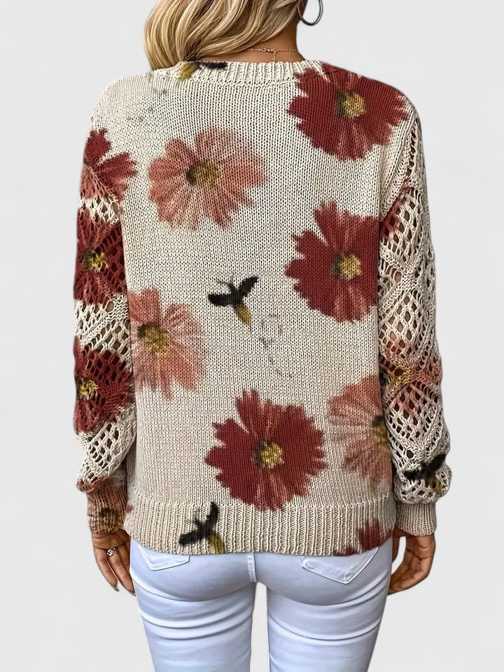 Schicke Damen Langarmbluse für den Herbst, elegantes Blumenmuster, ideal als Freizeitbluse.