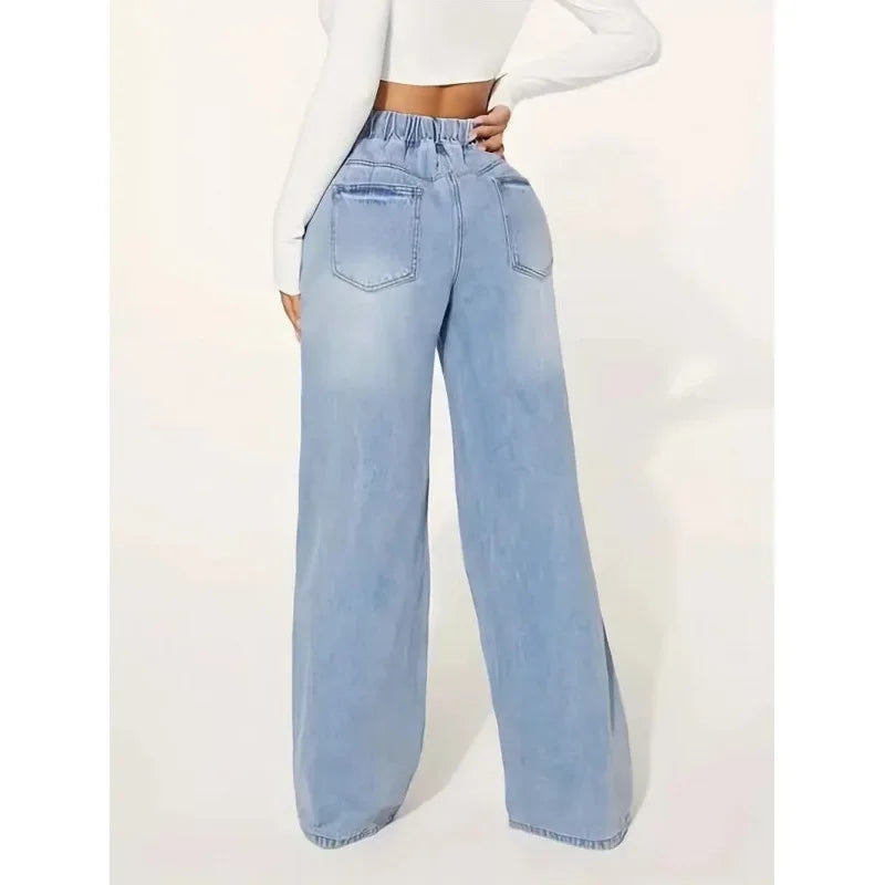 Bequeme Damen High Waist Baggy Jeans für einen modischen und entspannten Stil im Alltag und in der Freizeit.