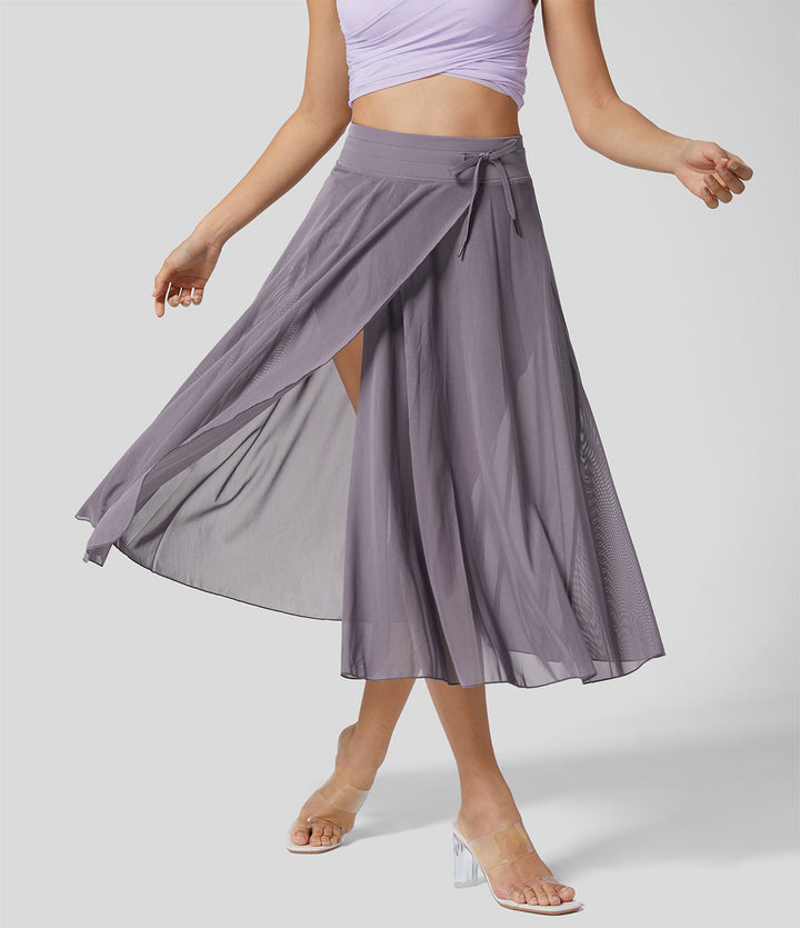 Moderner hochtaillierter Fließender Sommerrock, 2-in-1 Design, Must-have für Frauen.